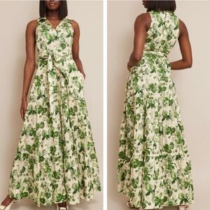 Cara Cara Adriana Maxi Dress - Olive Hanging Orchids Size 2